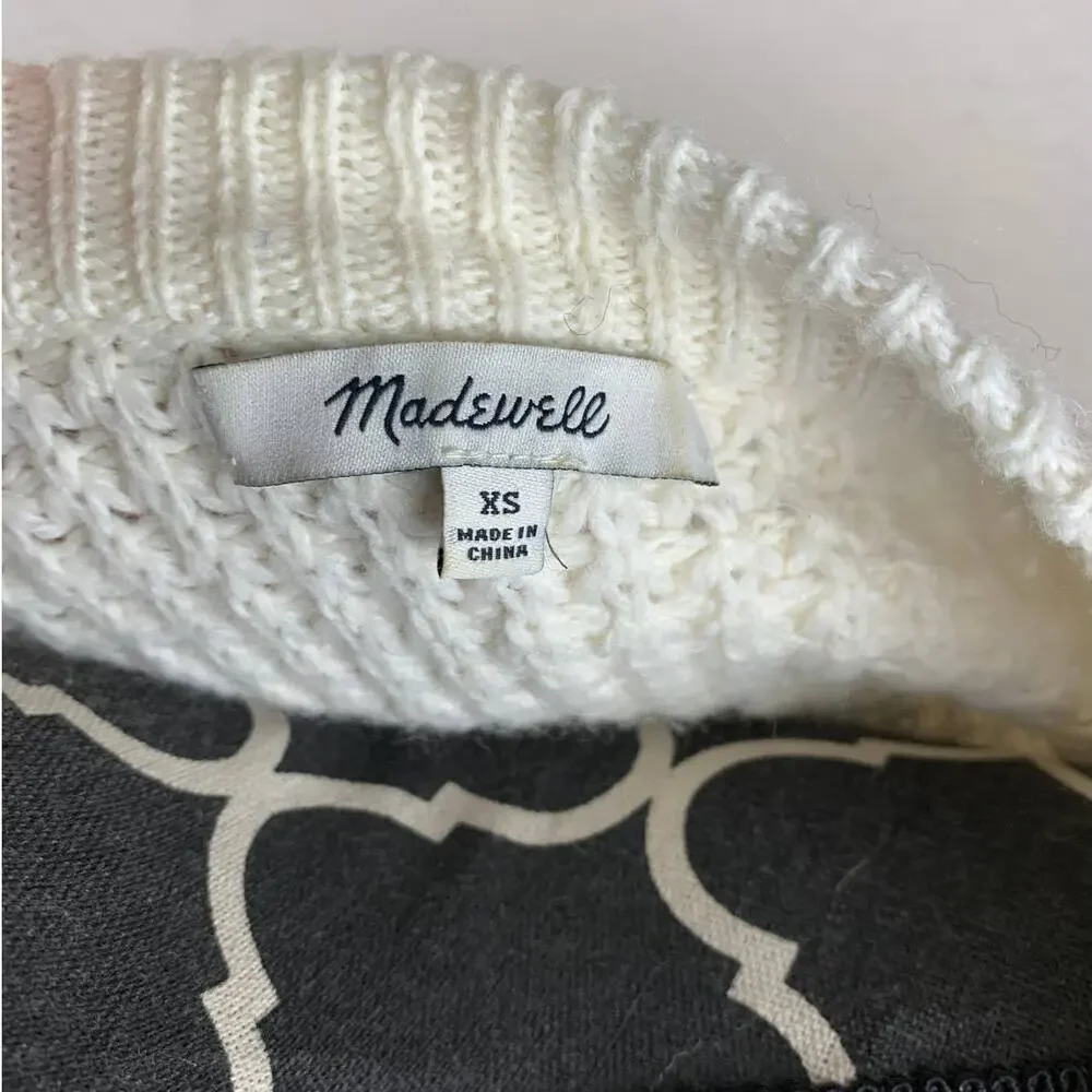 Madewell Stitch Mix ivory Cream Pullover Sweater Sz XS